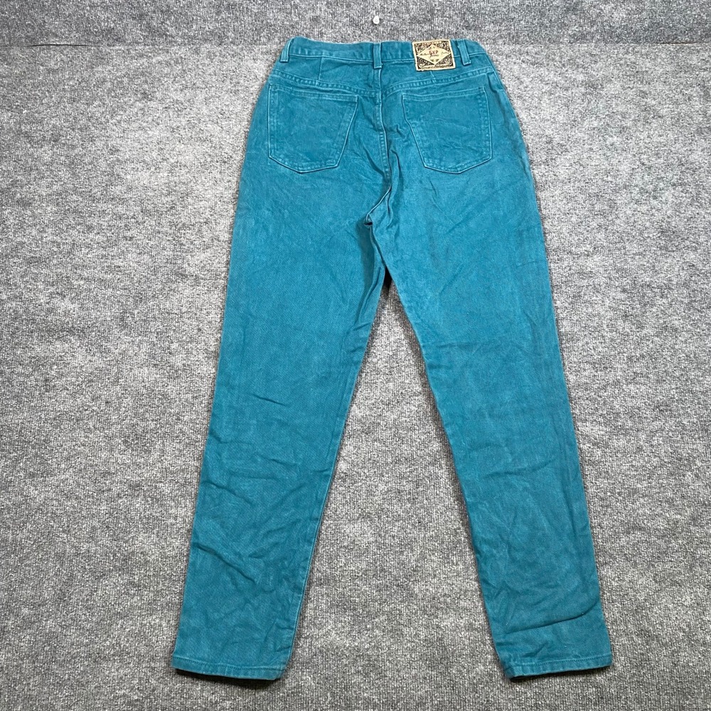Vintage Express EXP Jeans Womens 13/14 Teal Blue High Rise Straight Leg USA Made